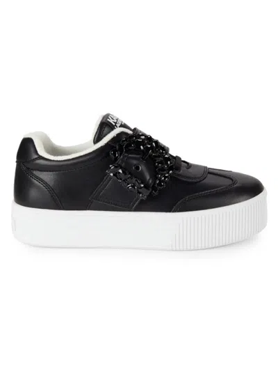 Karl Lagerfeld Women's Embellished Buckle Platform Sneakers In Black