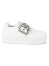Karl Lagerfeld Women's Embellished Buckle Platform Sneakers In Bright White