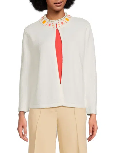 Karl Lagerfeld Women's Embellished Collar Knit Cardigan