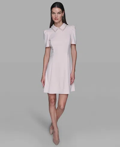 Karl Lagerfeld Women's Embellished-collar Mini Dress In Pink