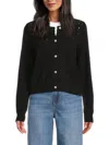 Karl Lagerfeld Women's Embellished Cotton-blend Cardigan In Black