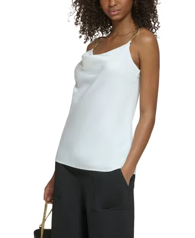 Karl Lagerfeld Women's Embellished Cowl Neck Tank Top In Soft White