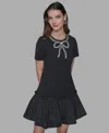 Karl Lagerfeld Women's Embellished Flounce-hem A-line Dress In Black