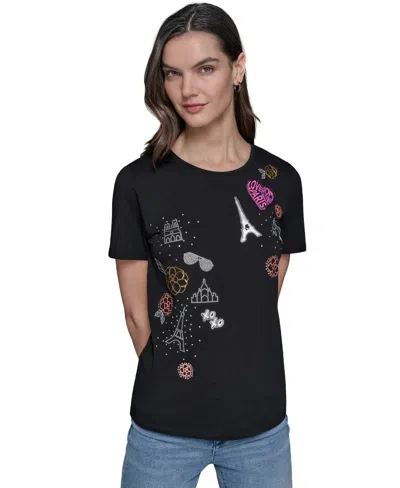 Karl Lagerfeld Women's Embellished Graphic T-shirt