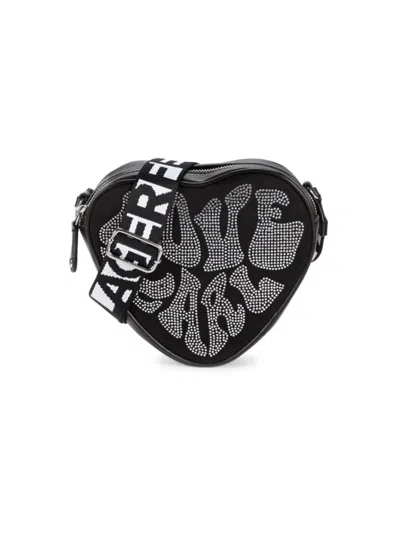 Karl Lagerfeld Women's Embellished Heart Shaped Crossbody Bag In Black White