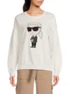 Karl Lagerfeld Women's Embellished Ikon Karl Sweatshirt In White