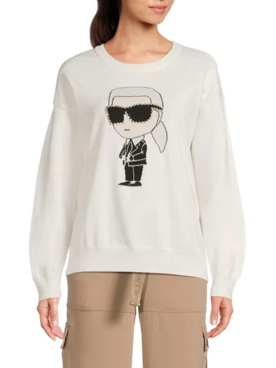 Karl Lagerfeld Women's Embellished Ikon Karl Sweatshirt In White