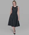 Karl Lagerfeld Women's Embellished Jacquard Fit And Flare Dress In Black