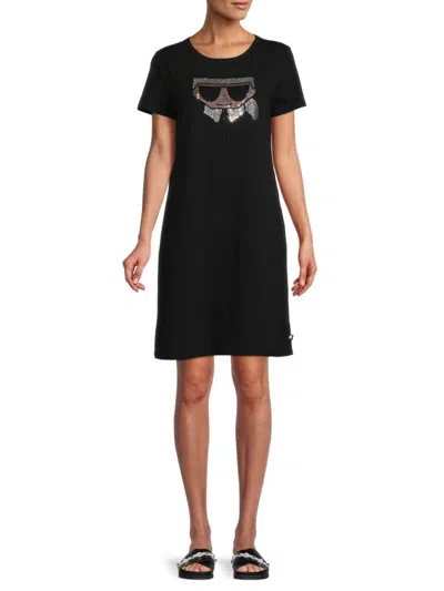 Karl Lagerfeld Women's Embellished Karl T Shirt Dress In Black