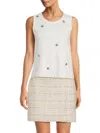 Karl Lagerfeld Women's Embellished Knit Sleeveless Top In Soft White