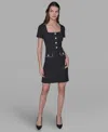 Karl Lagerfeld Women's Embellished Knit Tweed A-line Dress In Black