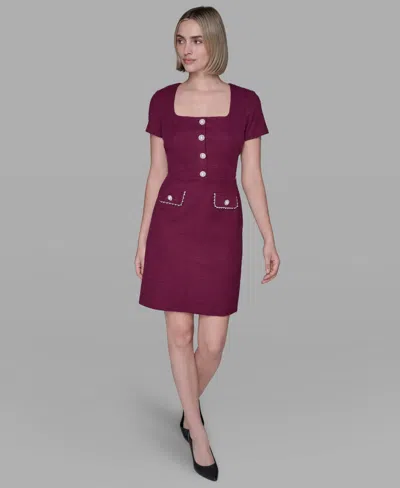 Karl Lagerfeld Women's Embellished Knit Tweed A-line Dress In Purple