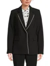 Karl Lagerfeld Women's Embellished Lapel Single-breasted Blazer In Black