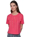 Karl Lagerfeld Women's Embellished Logo T-shirt In Teaberry