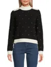 Karl Lagerfeld Women's Embellished Mock Turtleneck Sweater In Black