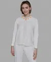 Karl Lagerfeld Women's Embellished-neck Jacket In Burgundy
