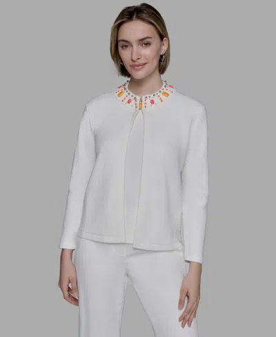 Karl Lagerfeld Women's Embellished-neck Jacket
