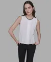 Karl Lagerfeld Women's Embellished Pleated Top In White