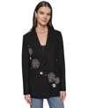 Karl Lagerfeld Rose Motif Blazer In Black