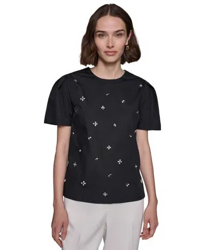 Karl Lagerfeld Rhinestone-embellished T-shirt In Black