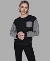Karl Lagerfeld Women's Embellished Sleeve Sweatshirt In Black