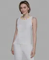Karl Lagerfeld Women's Embellished Sleeveless Top In White