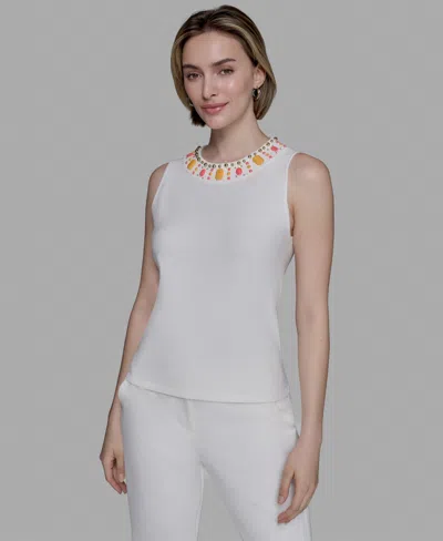 Karl Lagerfeld Women's Embellished Sleeveless Top In Multi