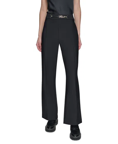 Karl Lagerfeld Women's Embellished Straight-leg Pants In Black