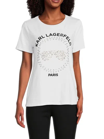 Karl Lagerfeld Women's Embellished Sunglasses T-shirt In White