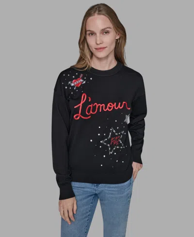 KARL LAGERFELD WOMEN'S EMBELLISHED SWEATER