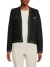 Karl Lagerfeld Women's Embellished Trim Open Jacket In Black