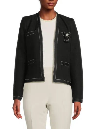 Karl Lagerfeld Women's Embellished Trim Open Jacket In Black
