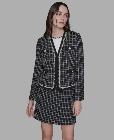 Karl Lagerfeld Women's Embellished Tweed Jacket In Black