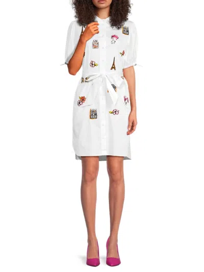 Karl Lagerfeld Women's Embroidered Cotton-spandex Shirtdress