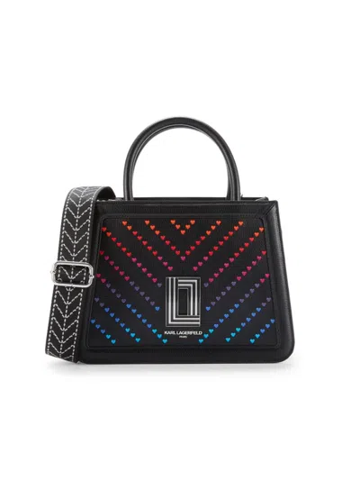 Karl Lagerfeld Women's Embroidered Leather Top Handle Bag In Black Ombre