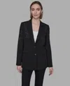 Karl Lagerfeld Women's Floral-embroidered Longline Blazer In Black