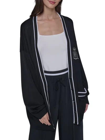 Karl Lagerfeld Women's Essentials V-neck Varsity Cardigan In Black