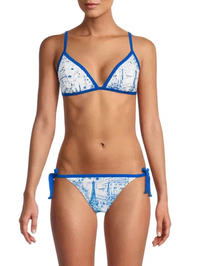 Karl Lagerfeld Women's Euro Triangle Bikini Top In French Blue