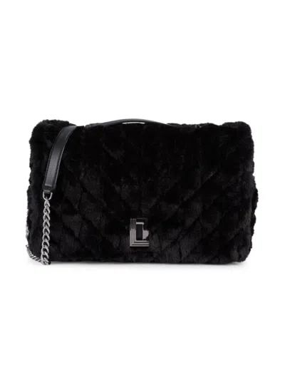 Karl Lagerfeld Women's Extra Large Lafayette Faux Fur Crossbody Bag In Black