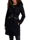 Karl Lagerfeld Women's Faux Fur Trim Regular Fit Coat In Black