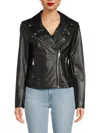 Karl Lagerfeld Logo Stud Faux Leather Moto Jacket In Black