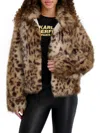 Karl Lagerfeld Women's Faux Leopard Fur Funnel Collar Jacket In Multi