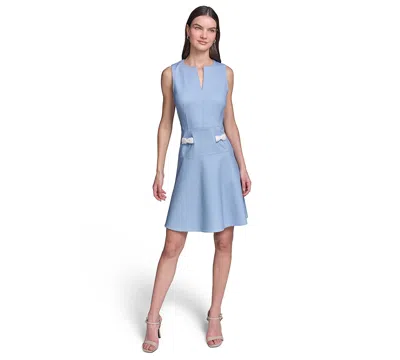 Karl Lagerfeld Women's Fit And Flare Sleeveless Dress In Blue