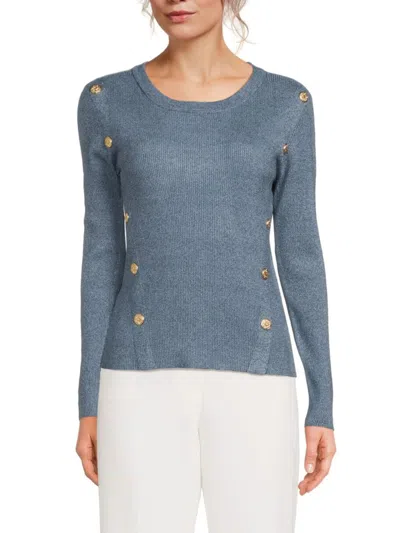 Karl Lagerfeld Women's Fitted Rib-knit Sweater In Blue