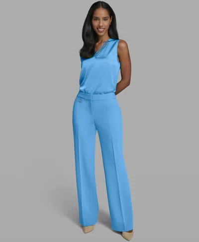 Karl Lagerfeld Women's Flare Front-zipper Pants In Sky Blue
