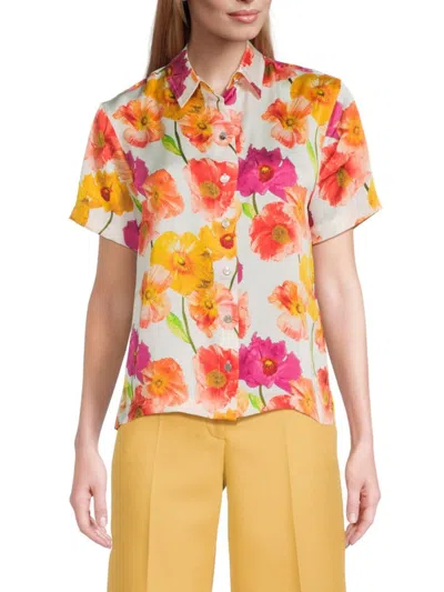 Karl Lagerfeld Women's Floral Button-up Blouse In Multi