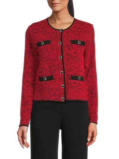Karl Lagerfeld Women's Floral Cardigan In Red