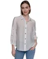 Karl Lagerfeld Women's Floral Cutout Blouse In Gray