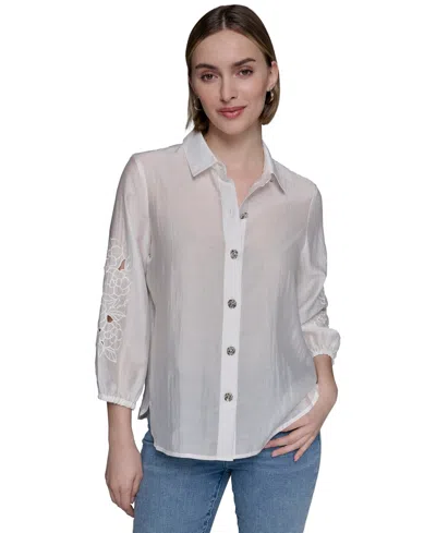 Karl Lagerfeld Women's Floral Cutout Blouse