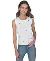 Karl Lagerfeld Floral Knit Top In Soft White